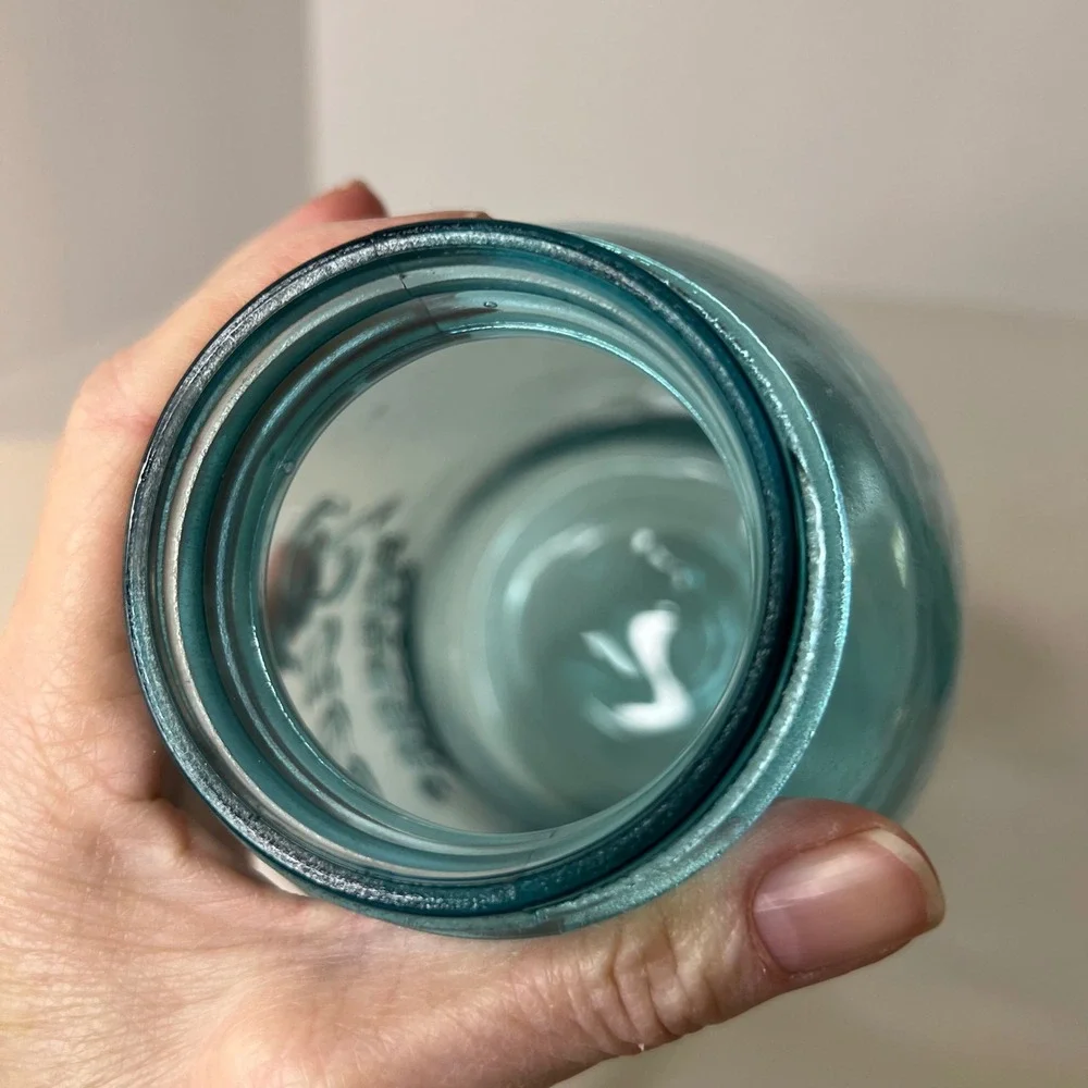 Vintage 1923 - 1933 Ball Perfect Mason Jar Aqua‎ 1/2 Gal 64 oz 4.5 x 9
